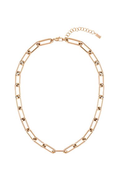 Gold-effect necklace with tubular links, Gold