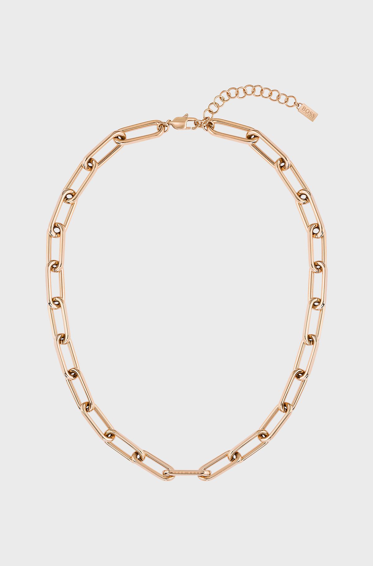 Gold-tone necklace with tubular links, Gold