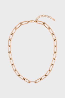 Gold-tone necklace with tubular links, Gold tone