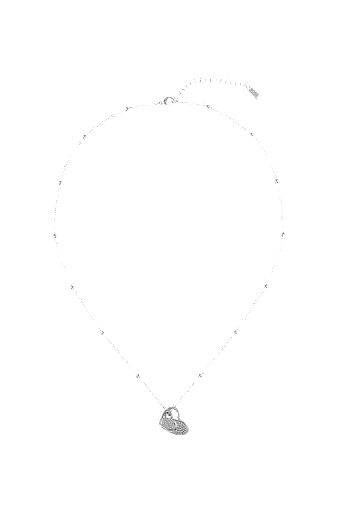 Halskette aus Edelstahl mit zwei Herzen und Kristallen, Silber