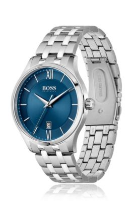 BOSS - Horloge met blauwe wijzerplaat en geschakelde polsband