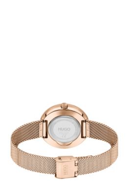 Carnation-gold-effect watch with grey dial, Gold
