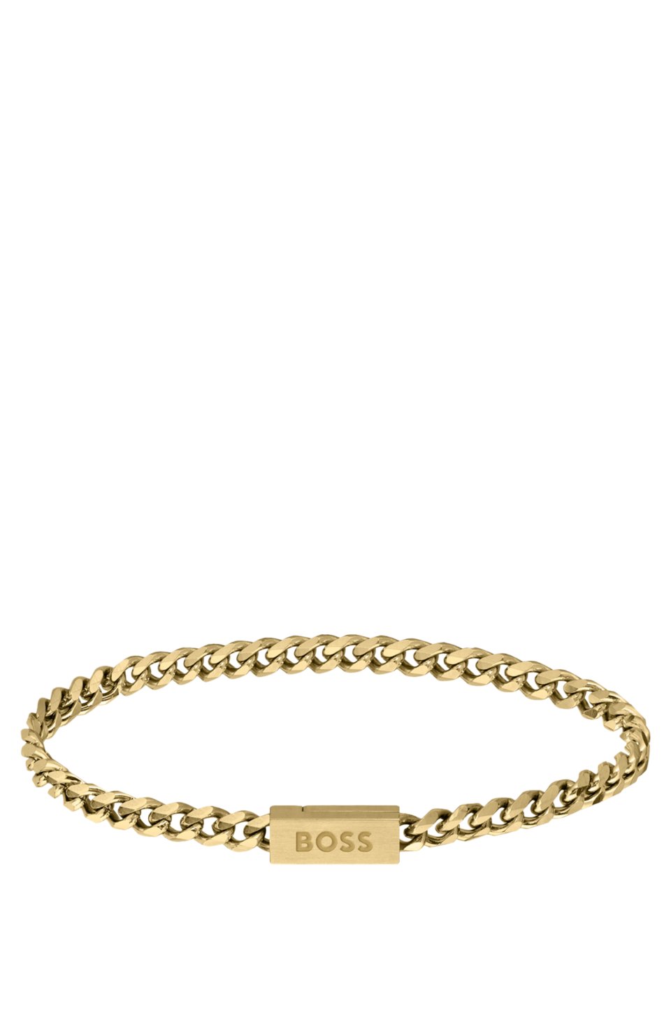 Gold-tone chain cuff with logo closure