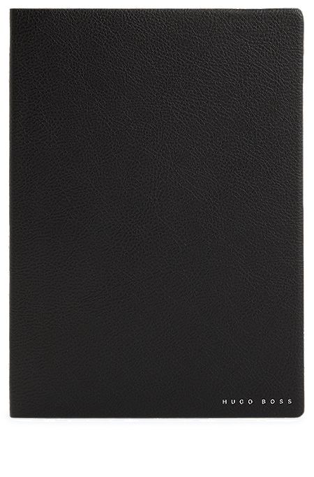 A5 notepad in black faux leather, Black