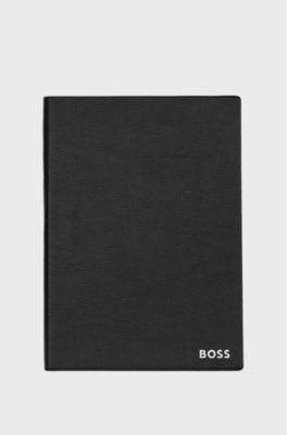 A5 notepad in black faux leather, Black