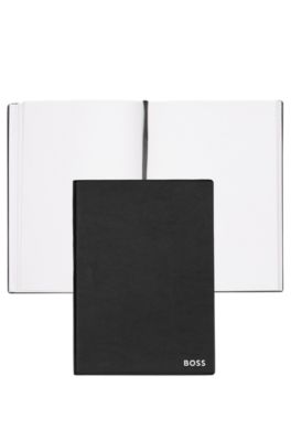A5 notepad in black faux leather, Black