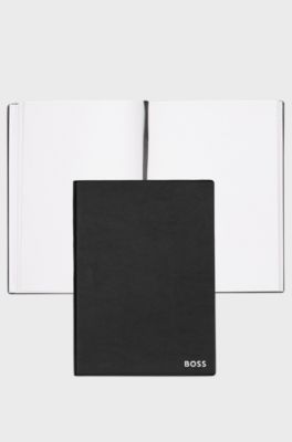 DIN-A5-Notizbuch aus schwarzem Kunstleder, Schwarz