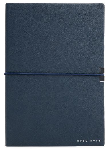 A5 navy faux-leather notepad, Dark Blue