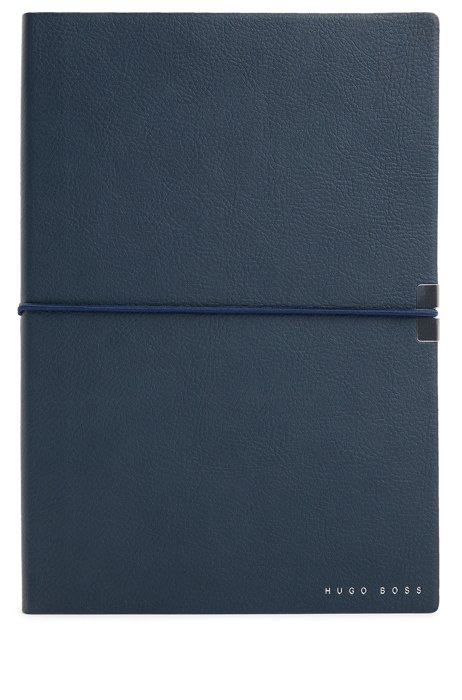 A5 navy faux-leather notepad, Black