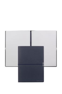 A5 navy faux-leather notepad, Dark Blue
