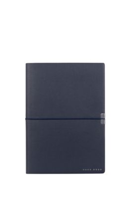 A5 navy faux-leather notepad, Dark Blue