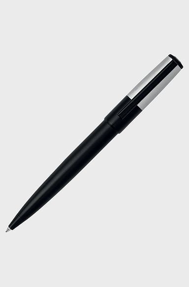 Ballpoint pen with brushed black and chrome effects, Black