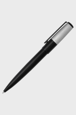 Ballpoint pen with brushed black and chrome effects, Black