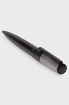 Ballpoint pen with brushed black and chrome effects, Black