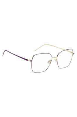 Optical frames in gold-tone steel with purple details, Purple