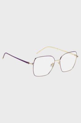 Optical frames in gold-tone steel with purple details, Purple