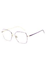 Optical frames in gold-tone steel with purple details, Purple