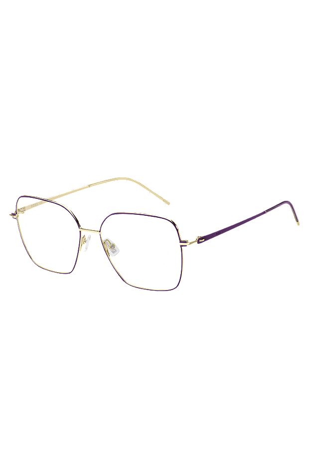 Optical frames in gold-tone steel with purple details, Purple