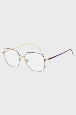 Optical frames in gold-tone steel with purple details, Purple