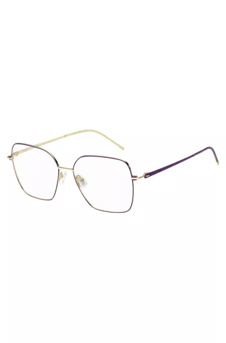 Optical frames in gold-tone steel with purple details