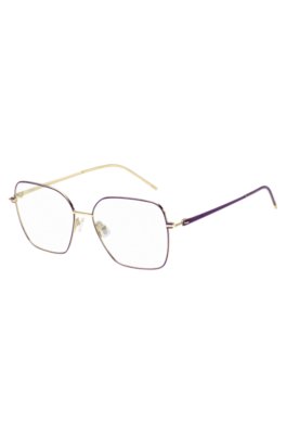 Optical frames in gold-tone steel with purple details