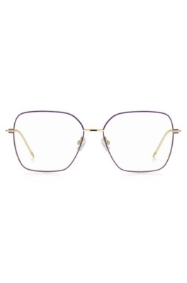 Optical frames in gold-tone steel with purple details, Purple