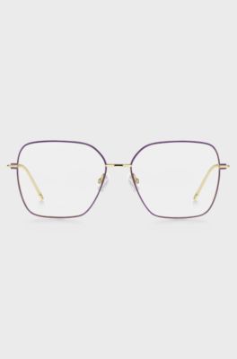 Optical frames in gold-tone steel with purple details, Purple