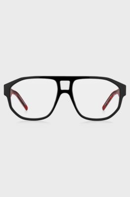 Black-acetate optical frames with double bridge, Black