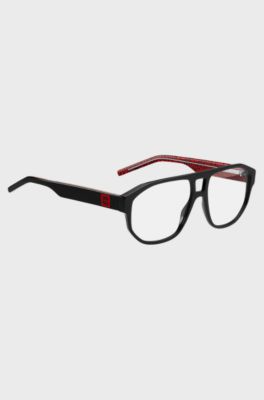 Black-acetate optical frames with double bridge, Black
