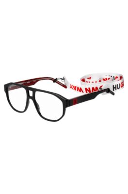 HUGO - Montura para gafas acetato negro con doble