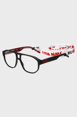 Black-acetate optical frames with double bridge, Black