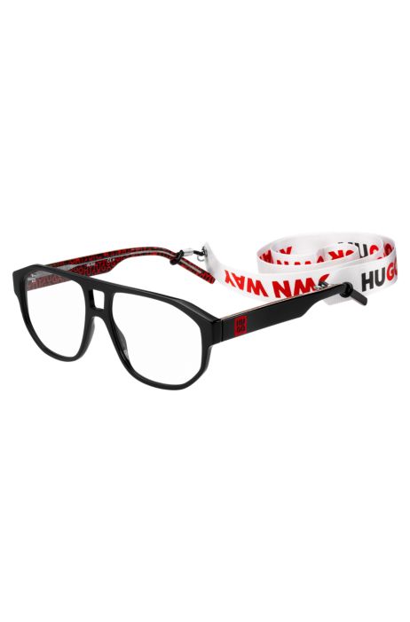 HUGO - Montura para gafas graduadas de acetato negro