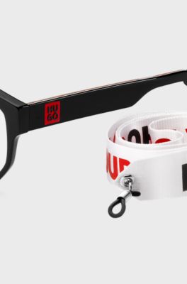 Black-acetate optical frames with double bridge, Black