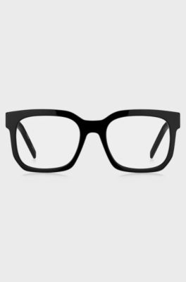 Black-acetate optical frames with detachable slogan strap, Black