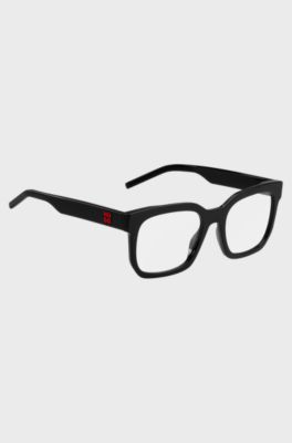 Black-acetate optical frames with detachable slogan strap, Black