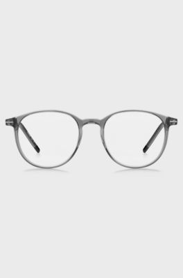 Acetate optical frames with coloured lasered logo, Grey