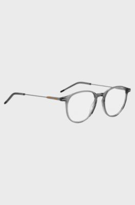 Acetate optical frames with coloured lasered logo, Grey