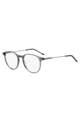 Acetate optical frames with coloured lasered logo, Grey