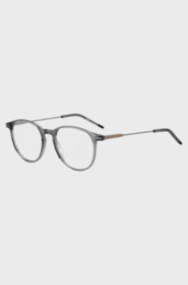 Acetate optical frames with coloured lasered logo, Grey