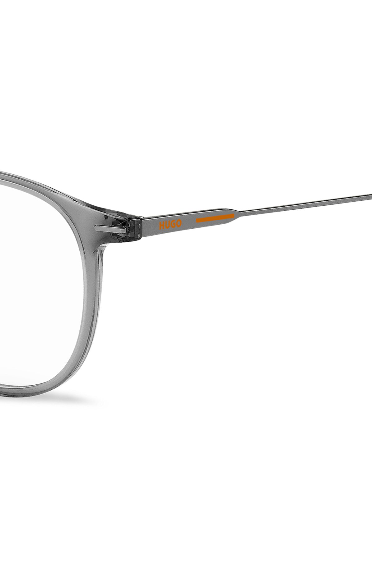 Acetate optical frames with coloured lasered logo, Grey