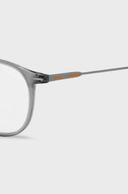 Acetate optical frames with coloured lasered logo, Grey
