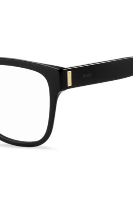 ブラック バイオアセテート メガネフレーム シグネチャーメタルパーツ, ブラック