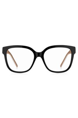 ブラック バイオアセテート メガネフレーム シグネチャーメタルパーツ, ブラック