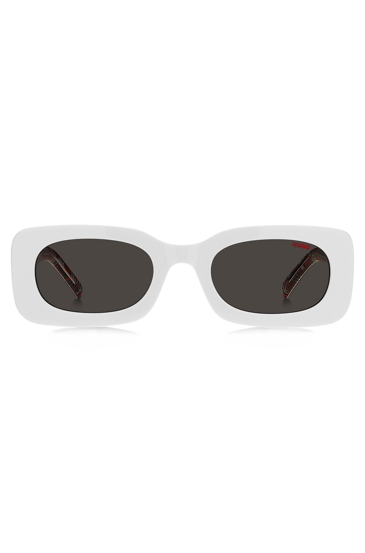 White-acetate sunglasses with detachable slogan strap, White