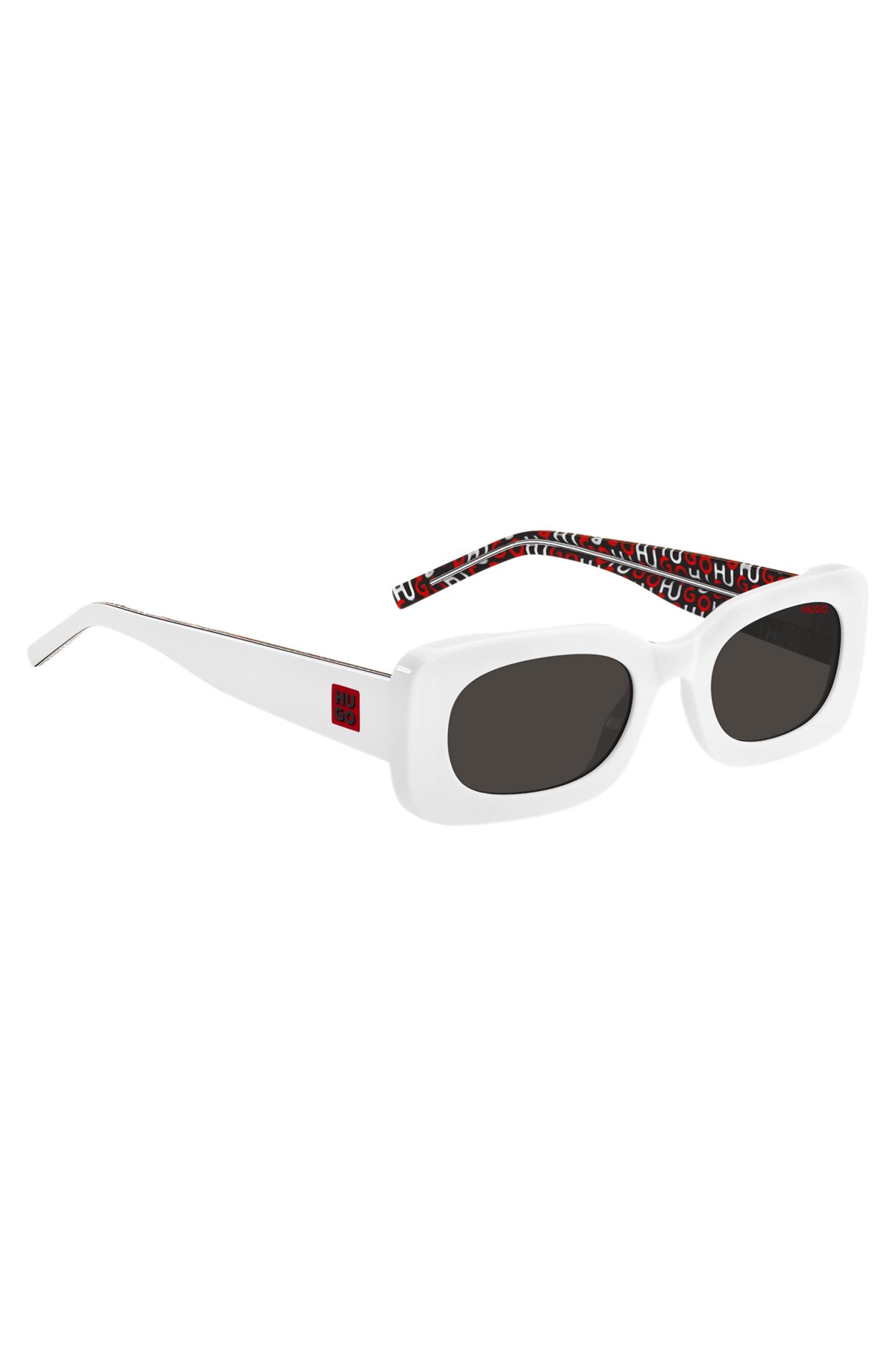 White-acetate sunglasses with detachable slogan strap, White