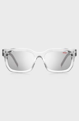 Transparent-acetate sunglasses with detachable slogan strap, Assorted-Pre-Pack