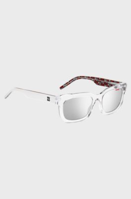 Transparent-acetate sunglasses with detachable slogan strap, Assorted-Pre-Pack