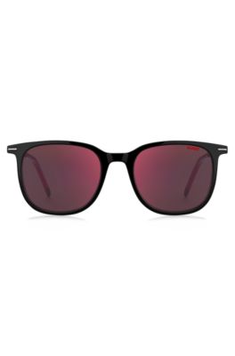 HUGO Ultralightweight sunglasses in black acetate with slender temples