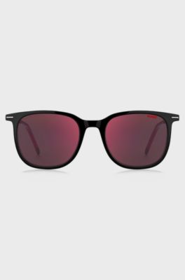 Ultra-lightweight sunglasses in black acetate with slender temples, Black