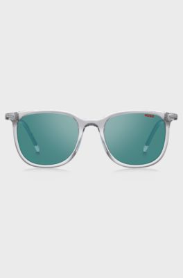 Transparent-acetate sunglasses with teal details, Transparent